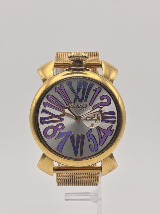 GaGà Milano Manuale 48mm Gold-Tone Wristwatch – Italian Design – Box & Papers