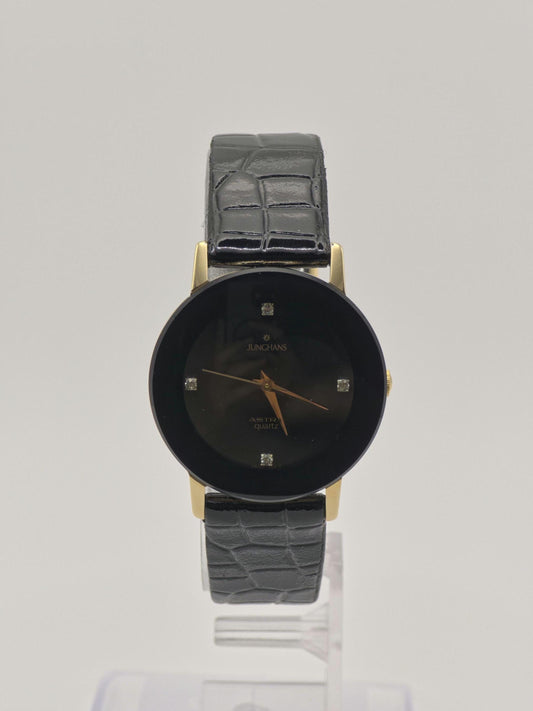 JUNCHANS Astra Quartz – Black Onyx Dial – Gold-Tone Case – Box & Warranty