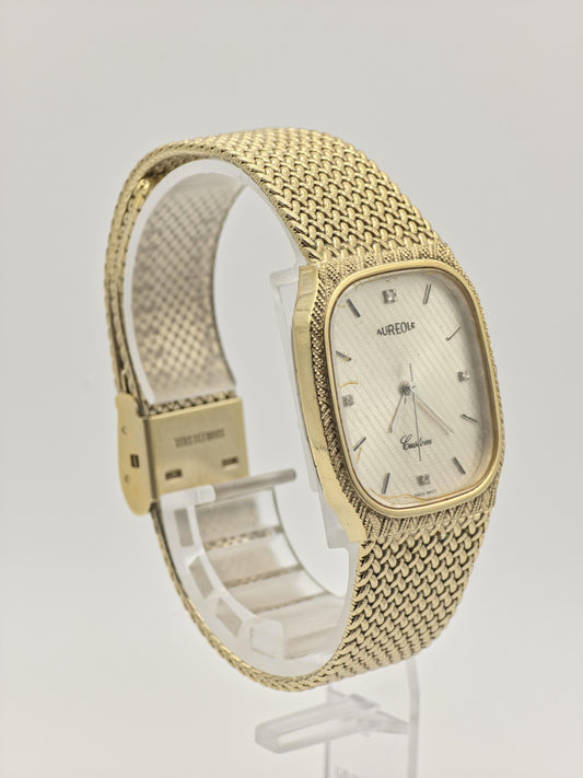 Aureole SW532M Gold Tone Vintage Quartz Watch – Textured Dial – Swiss Made – Elegant Dress Style