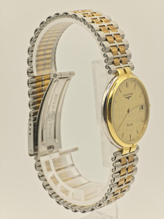 Vintage Longines Quartz Two Tone Watch Swiss Made Date Classic Unisex Bracelet - 18