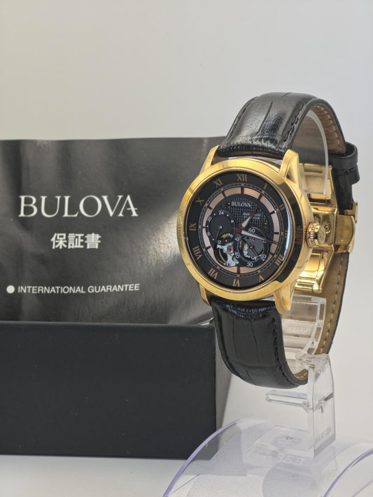 Bulova Automatic 21 Jewels Men’s Watch 97A116 Gold Tone Open Heart Box & Warranty | - 61