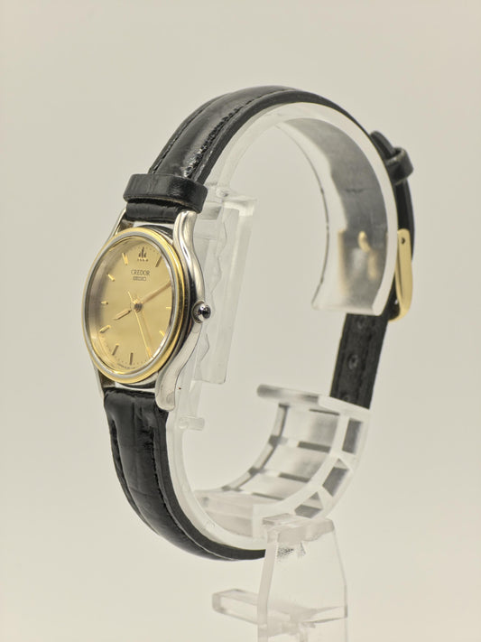 Credor Seiko Quartz Gold Dial Leather Strap Women’s Watch Vintage | - 82