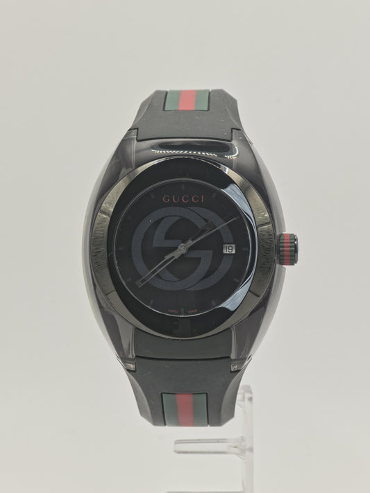 Gucci Sync 137.1 Quartz Wristwatch Black Dial Rubber Strap 5ATM Swiss Made | - 68