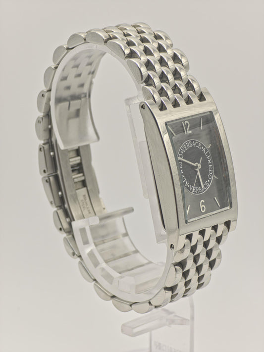 Alfredo Versace Rectangular Black Dial Steel Bracelet Unisex V737S | - 131