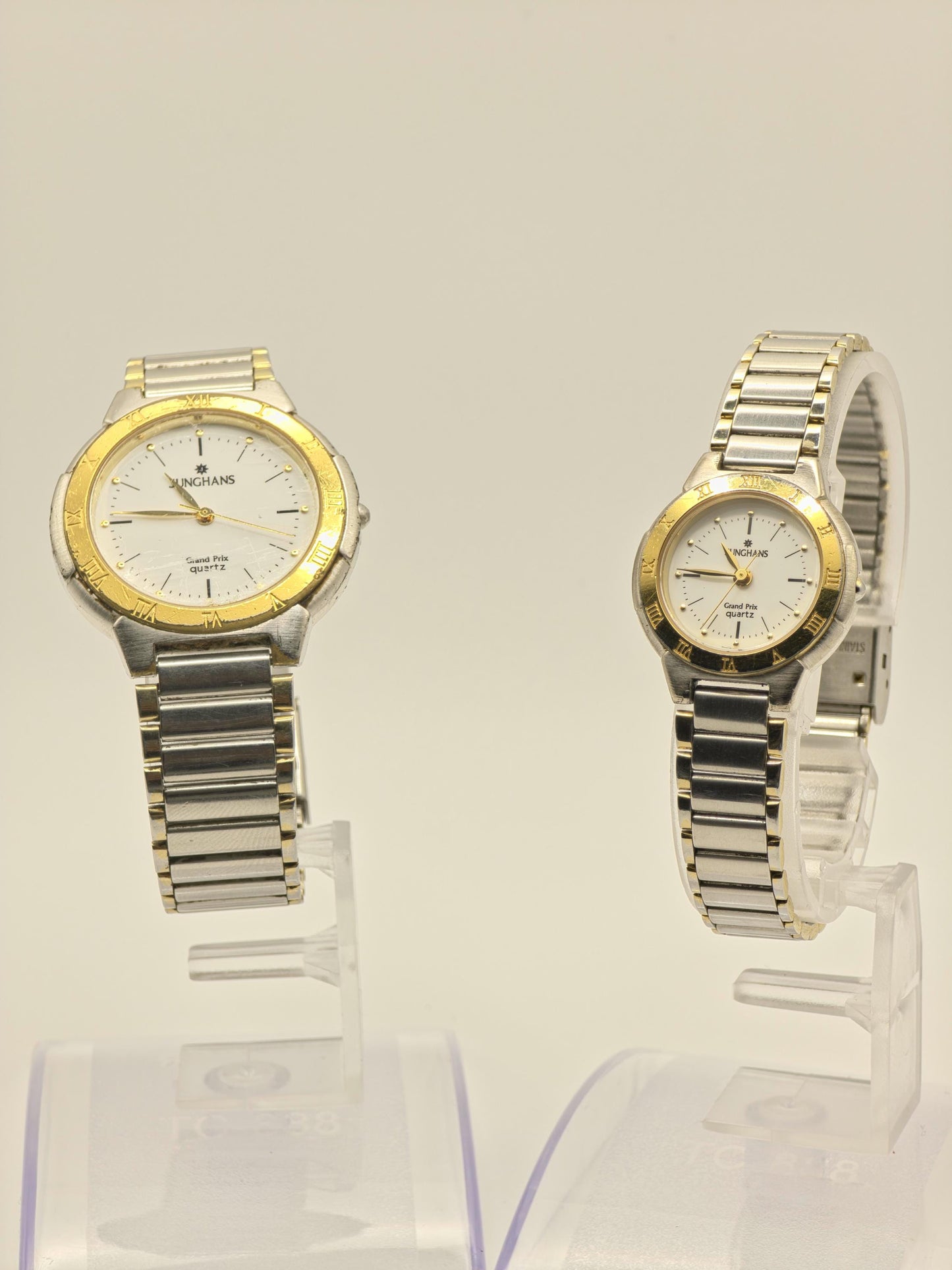Junghans Grand Prix Quartz Two Tone Roman Bezel Watch Couple Set - 239
