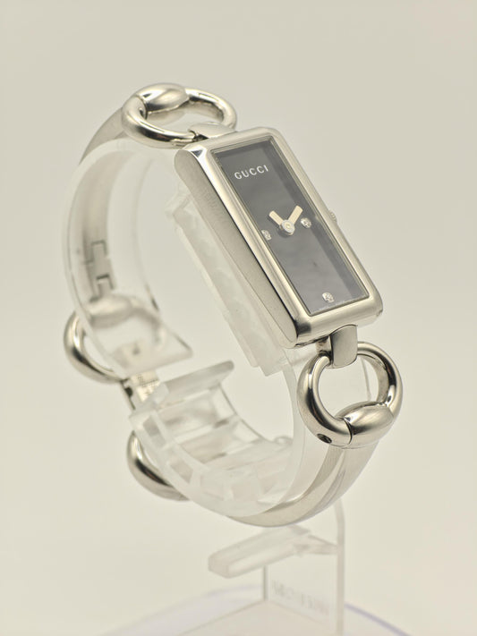 Gucci 119 Quartz Watch Black Dial Silver Bracelet Women vintage - 238