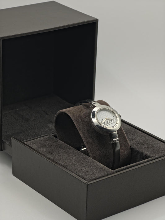 Gucci 105 Quartz Watch GG Monogram Dial Silver Women Box Only | - 244