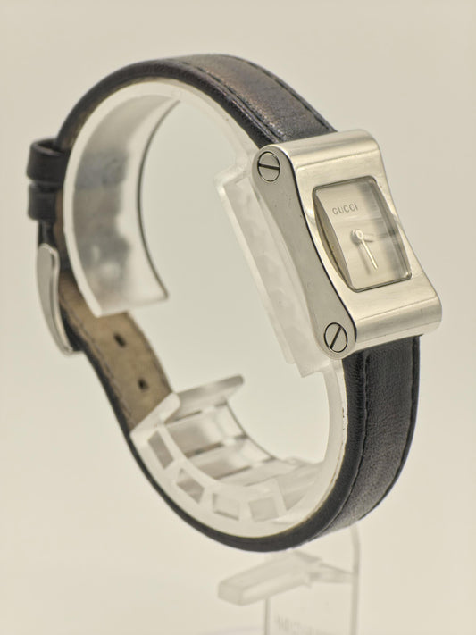 Gucci 2300L Quartz Watch Stainless Steel Case Leather Strap Women Swiss - 265