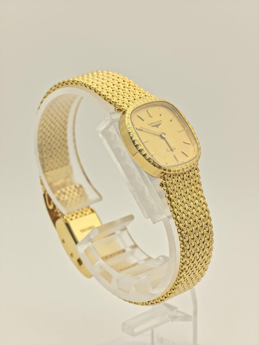 Longines Quartz Watch Gold Dial Square Case Mesh Bracelet Women Swiss Vintage - 274