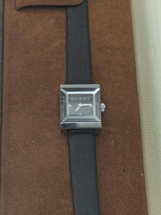 Gucci 128.5 Quartz Watch Black Dial Square Case Women - 240