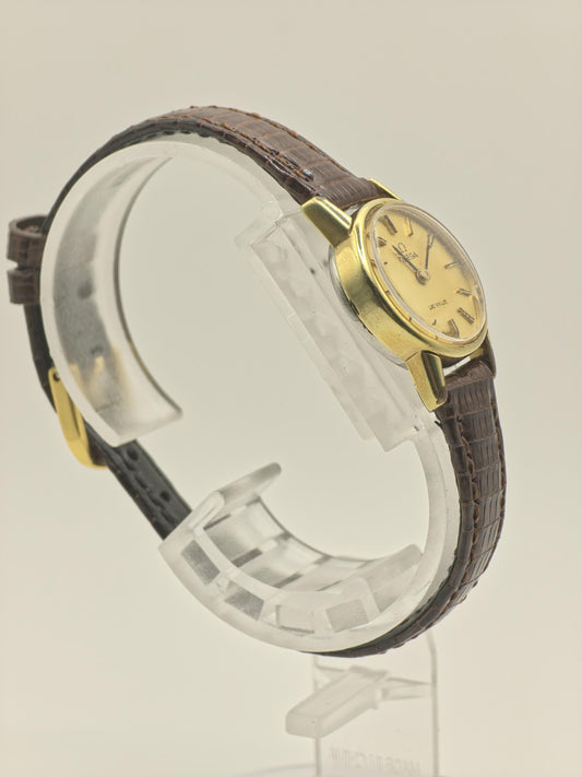 Vintage Omega De Ville Women's Gold Tone Dress Watch Manual Wind Leather Strap - 343