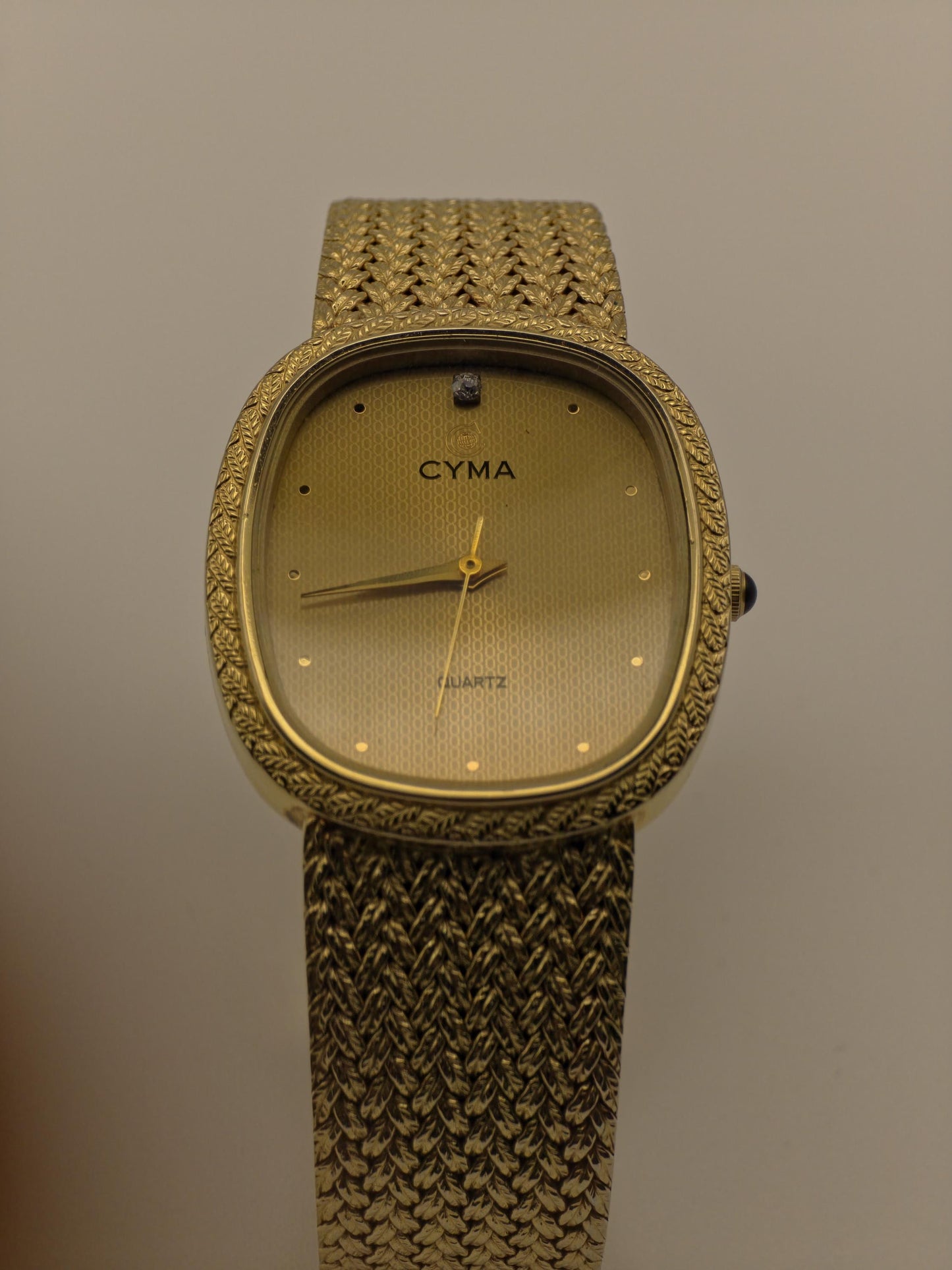 CYMA Gold Plated Quartz Watch | Swiss Made Vintage Watch | Woven Mesh Bracelet | 1980s Elegant Timepiece