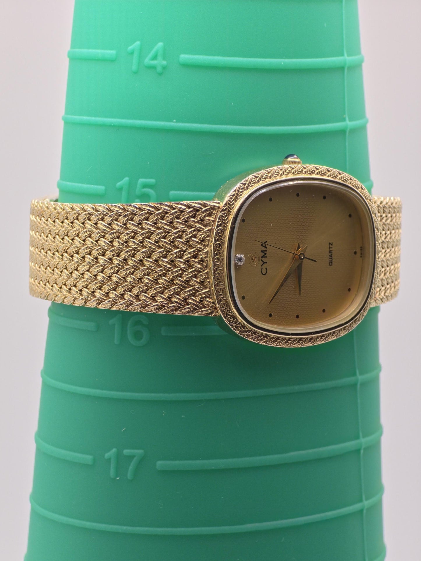CYMA Gold Plated Quartz Watch | Swiss Made Vintage Watch | Woven Mesh Bracelet | 1980s Elegant Timepiece