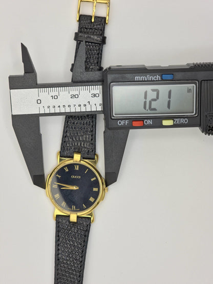 Gucci 3400 Gold Plated Quartz Watch | 1980s Swiss Made | Black Roman Dial | Vintage Dress Watch