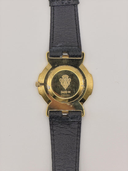 Gucci 3400 Gold Plated Quartz Watch | 1980s Swiss Made | Black Roman Dial | Vintage Dress Watch