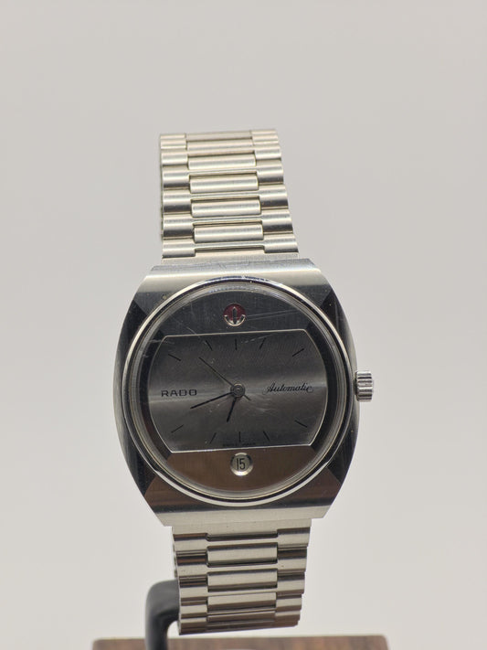 Rado Automatic Date | 1970s Swiss Made | Grey Dial | Vintage Stainless Steel Watch | Collectible Timepiece