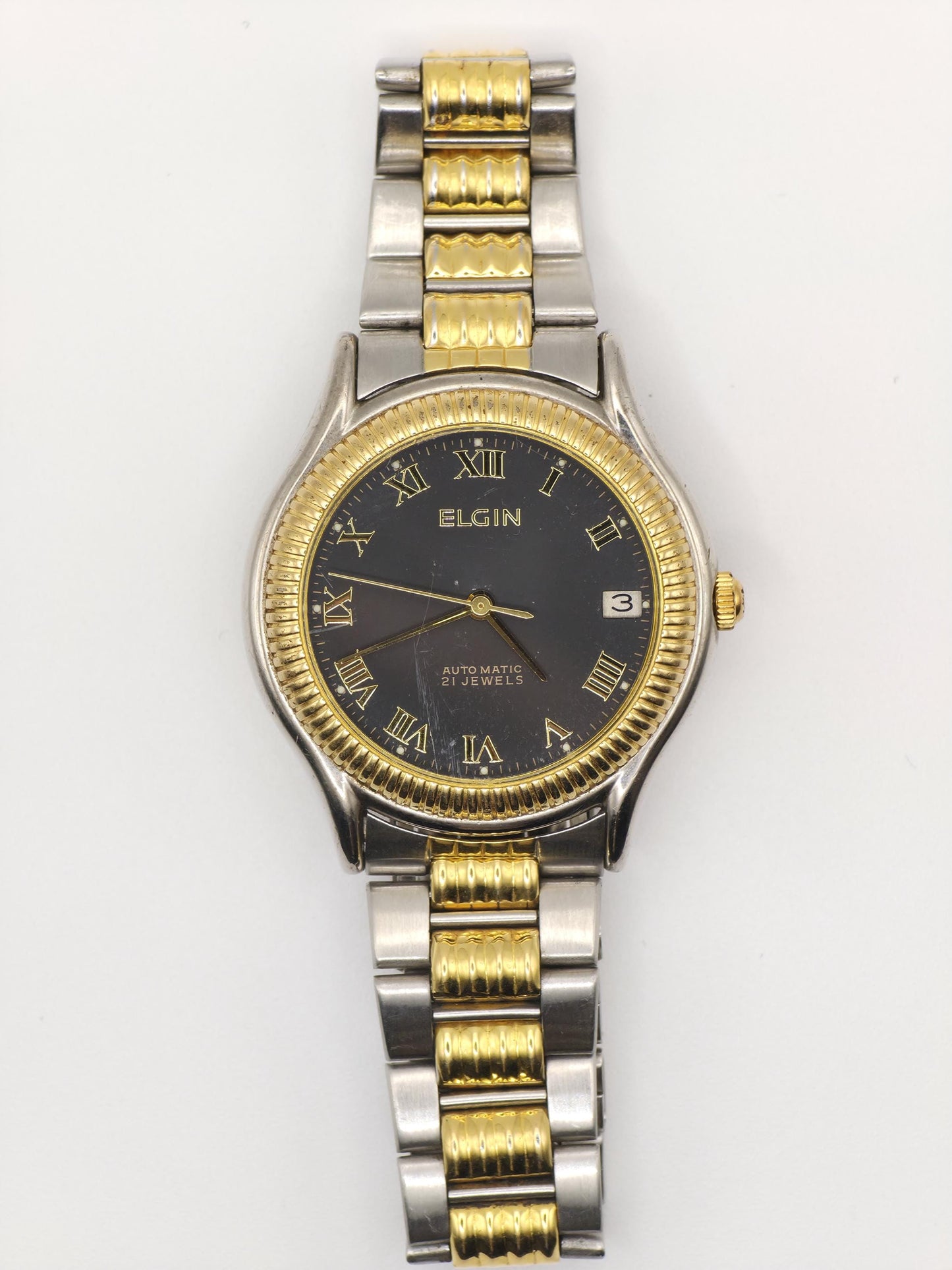 Vintage Elgin Automatic Watch - 1980s Two-Tone 21 Jewels