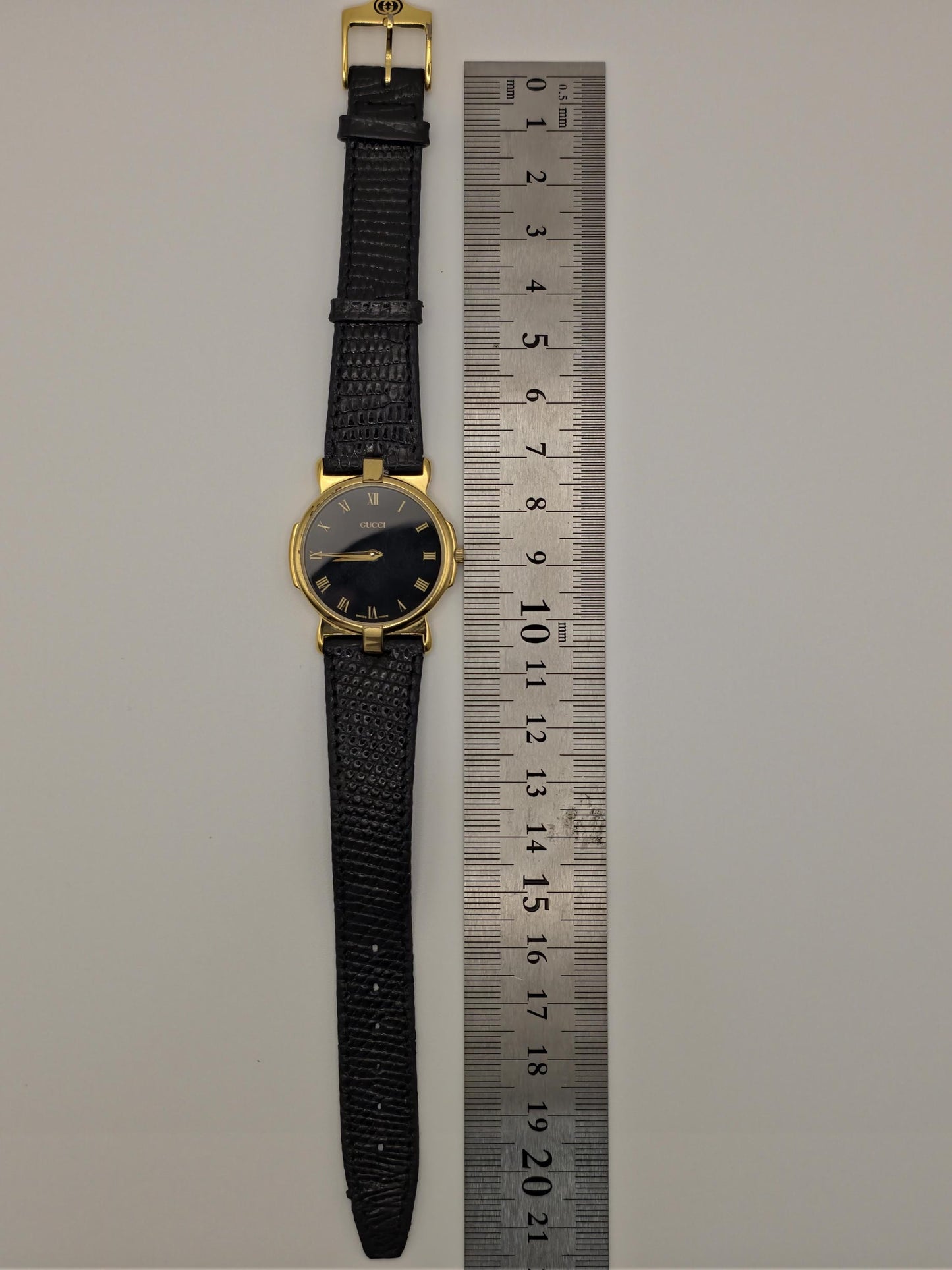 Gucci 3400 Gold Plated Quartz Watch | 1980s Swiss Made | Black Roman Dial | Vintage Dress Watch