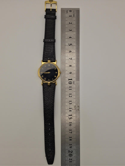 Gucci 3400 Gold Plated Quartz Watch | 1980s Swiss Made | Black Roman Dial | Vintage Dress Watch