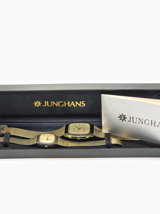 Vintage Junghans His & Hers Watch Set: Gold Tone Mesh, c.1980s