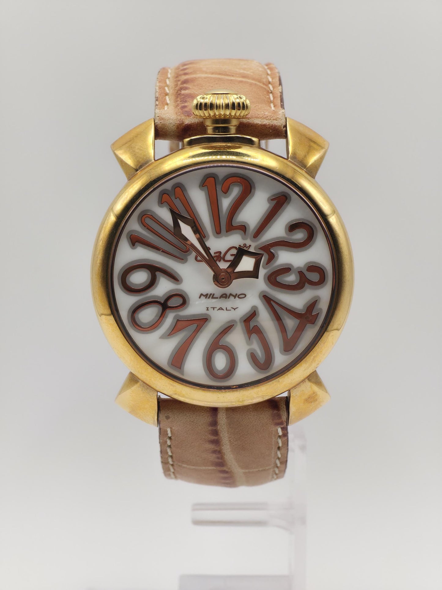 GaGa Milano Manuale 48mm Gold-Tone Men’s Watch – Italian Art Deco Style