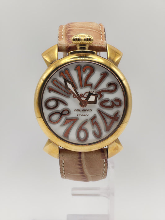 GaGa Milano Manuale 48mm Gold-Tone Men’s Watch – Italian Art Deco Style