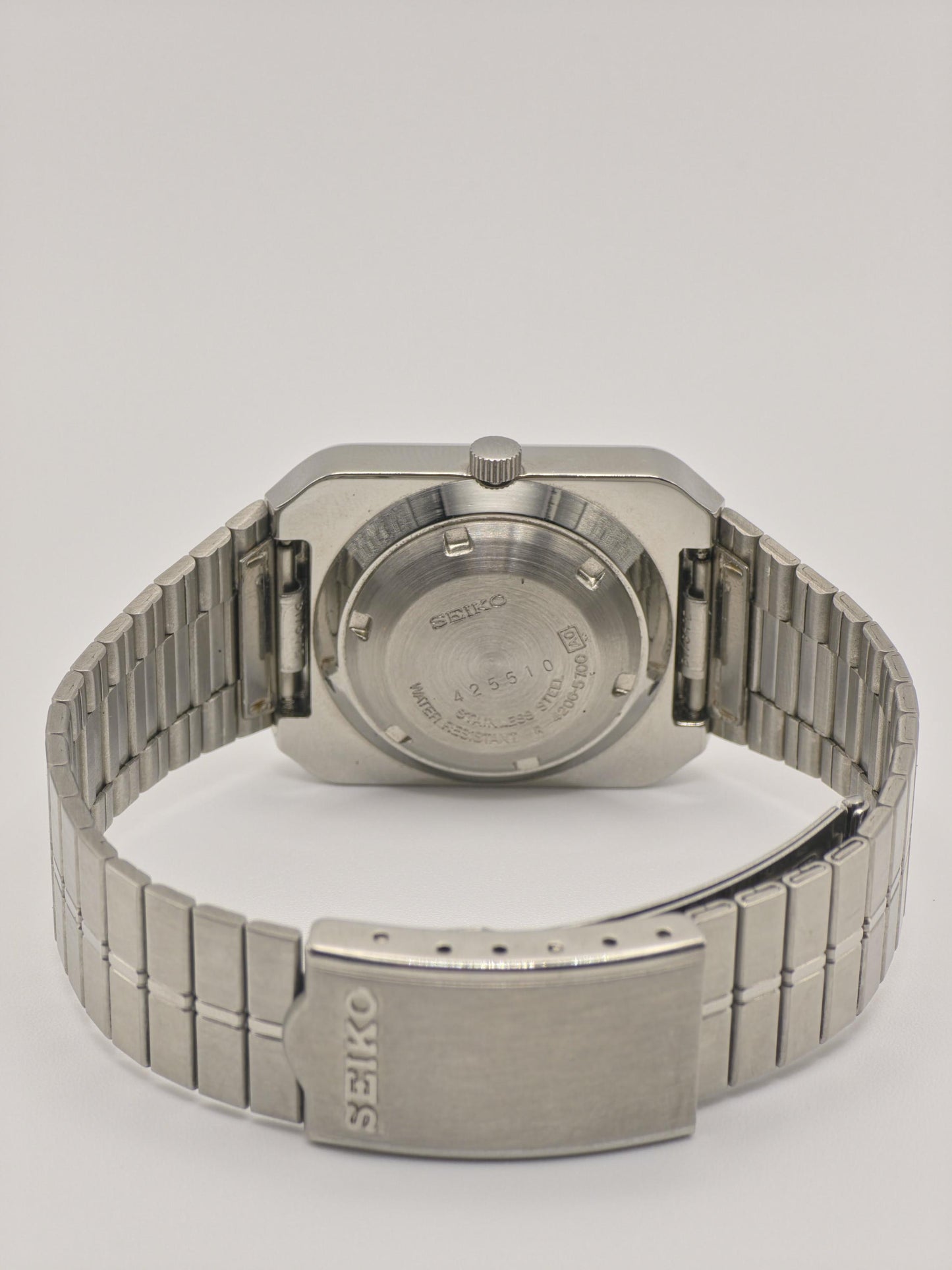 Vintage Seiko 5 Automatic Watch | 1980s Rectangular Stainless Steel, Japan Made