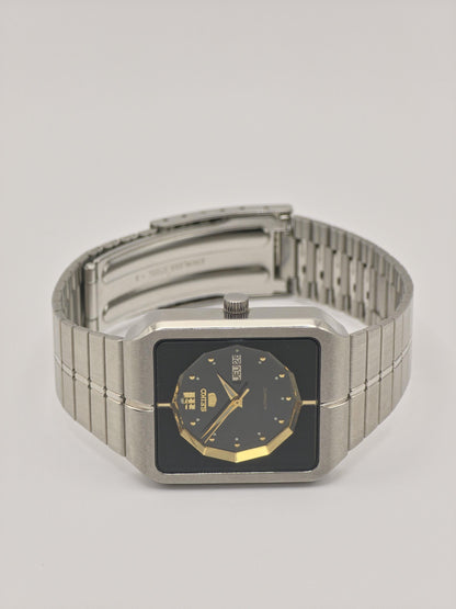 Vintage Seiko 5 Automatic Watch | 1980s Rectangular Stainless Steel, Japan Made