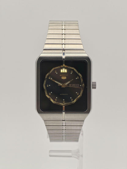 Vintage Seiko 5 Automatic Watch | 1980s Rectangular Stainless Steel, Japan Made