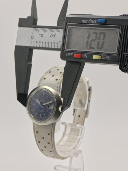 Omega Genève Dynamic 1970s Blue Dial Automatic Swiss Vintage Watch