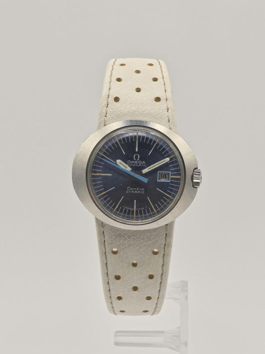 Omega Genève Dynamic 1970s Blue Dial Automatic Swiss Vintage Watch