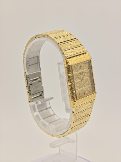 Vintage RADO Gold-Plated Textured Watch – Swiss Made – Box & Serial Card