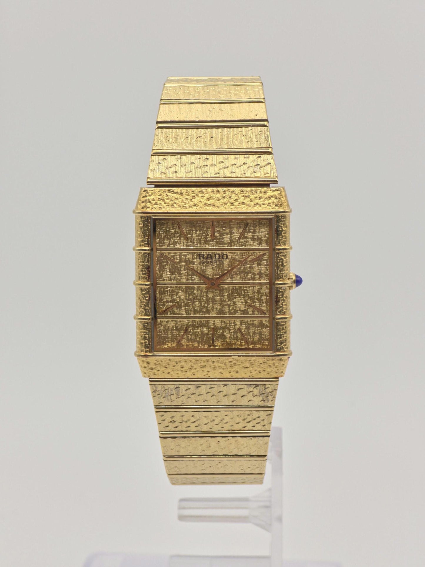 Vintage RADO Gold-Plated Textured Watch – Swiss Made – Box & Serial Card