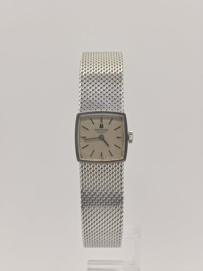 Vintage Universal Genève Ladies Watch, Square Milanese Bracelet, Swiss Made