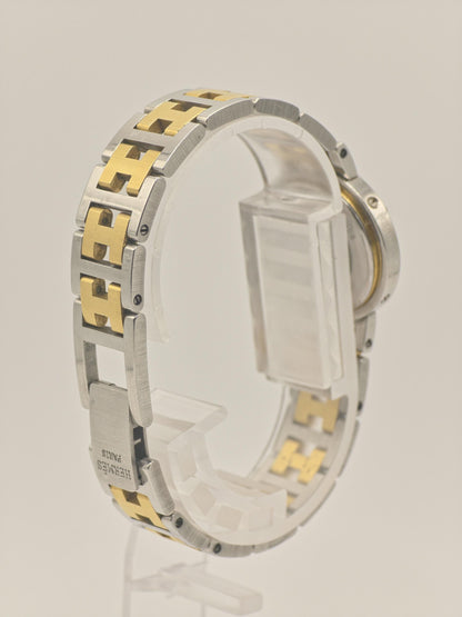 Vintage HERMES PARIS Ladies Watch Two Tone H Link Bracelet Clipper Style Quartz Luxury Swiss Made Gift for Her Anniversary