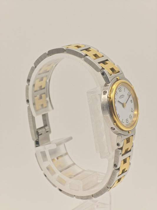 Vintage HERMES PARIS Ladies Watch Two Tone H Link Bracelet Clipper Style Quartz Luxury Swiss Made Gift for Her Anniversary