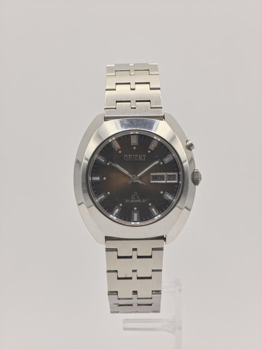 Vintage ORIENT Automatic Watch, Faceted Crystal, 1970s Japanese Made