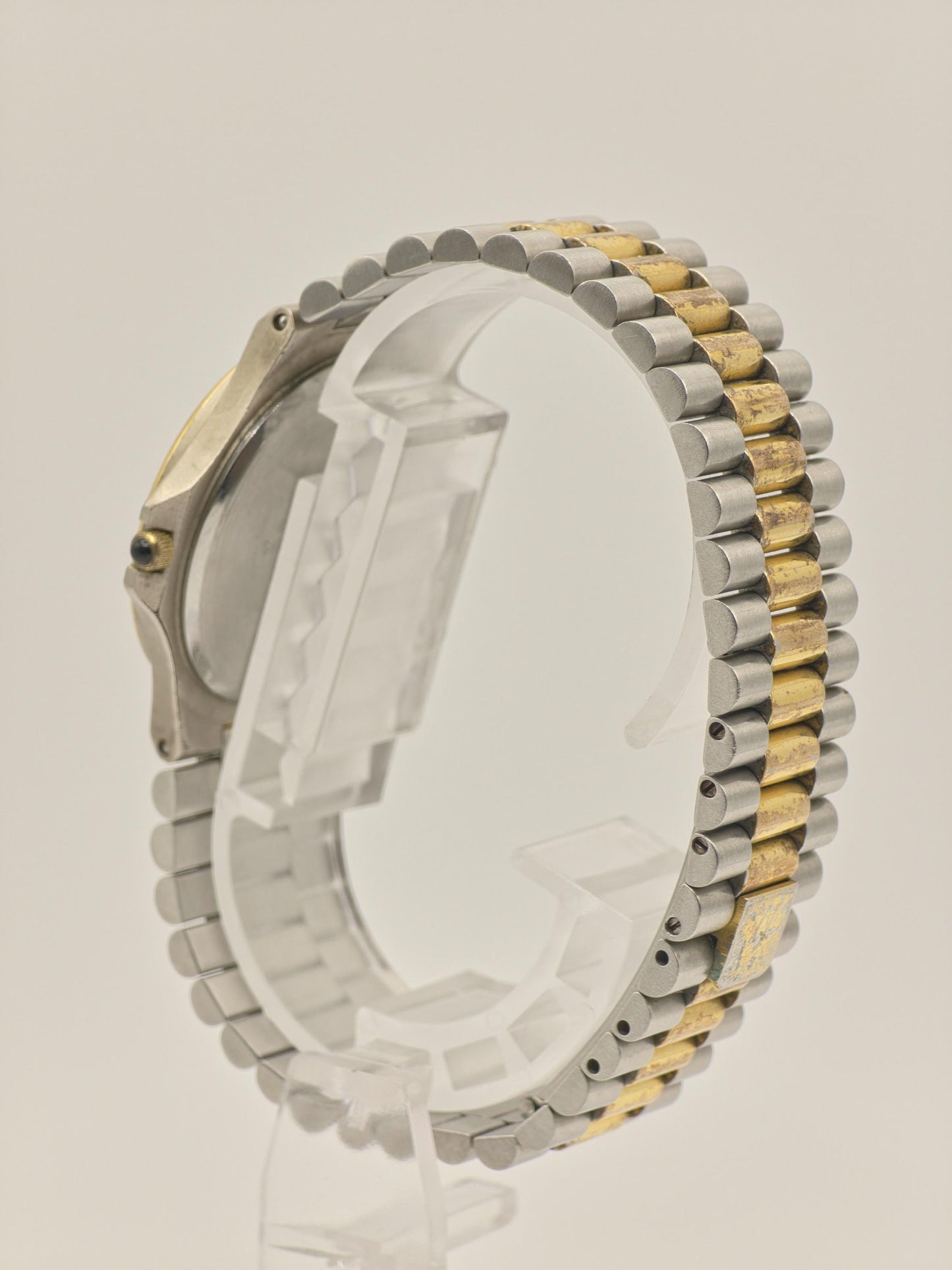Vintage BULOVA Quartz Watch, Diamond Accent, Two-Tone Steel Gold Bracelet