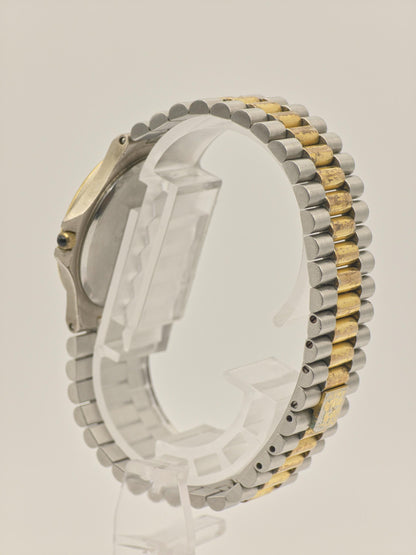Vintage BULOVA Quartz Watch, Diamond Accent, Two-Tone Steel Gold Bracelet