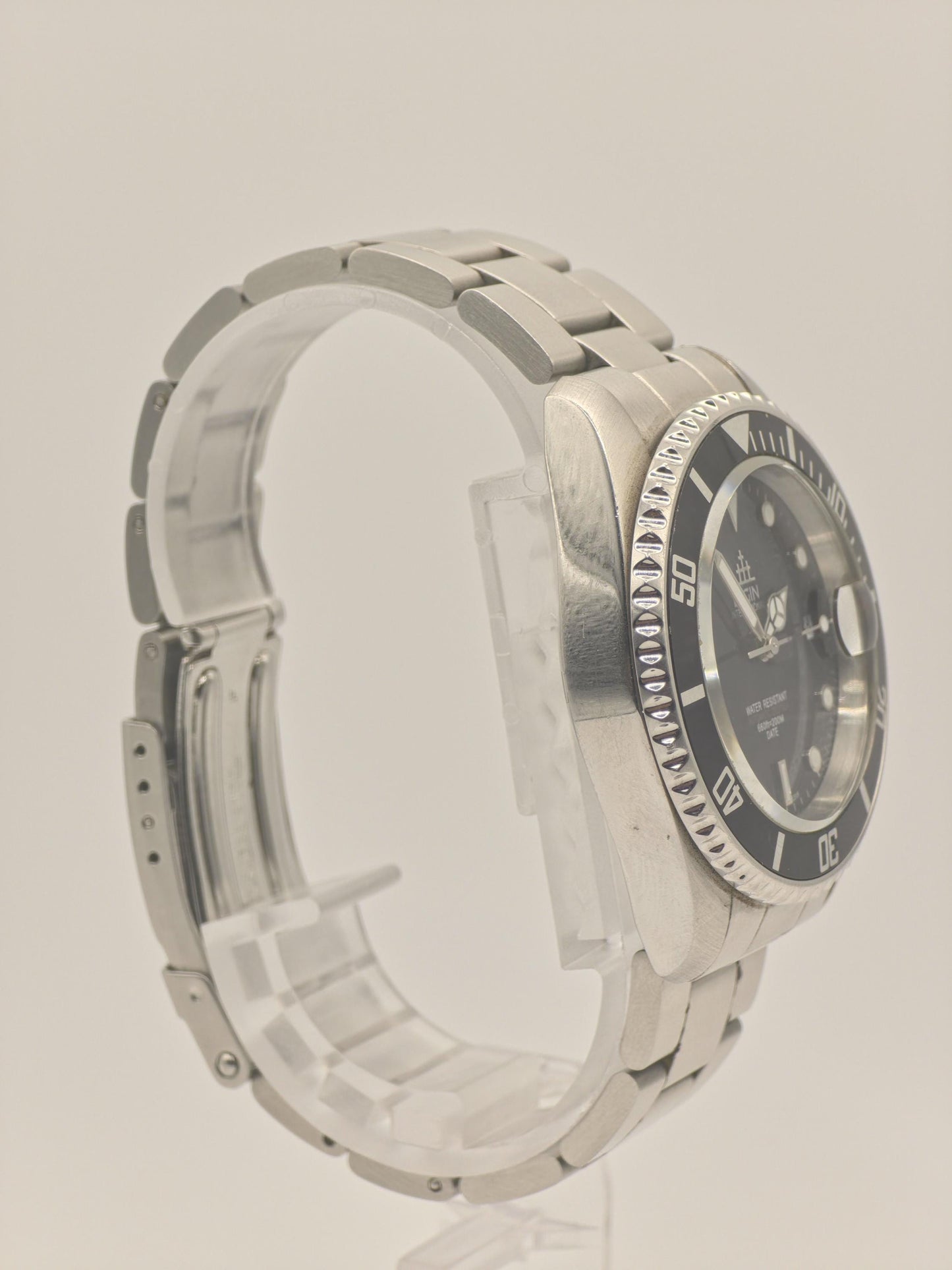 ELGIN Diver Watch Men's Black Bezel Steel Bracelet Quartz Professional Sports Timepiece Classic Gift