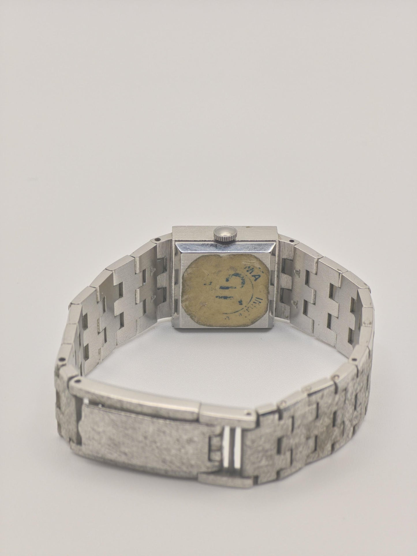 Vintage YEMA Watch Ladies Square Case Stone Accent Mesh Bracelet Silver Tone French Swiss Made Dress Watch
