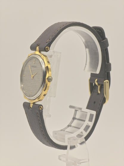 Vintage RADO Quartz Watch, Gold Plated Honeycomb Dial, Swiss Made