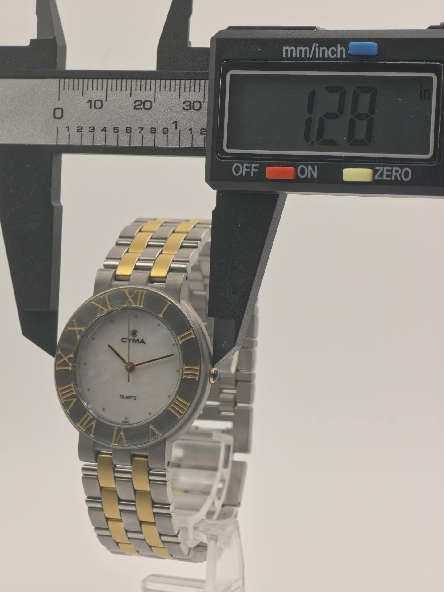 Vintage CYMA Quartz Watch, Two Tone Steel & Gold, Swiss Made
