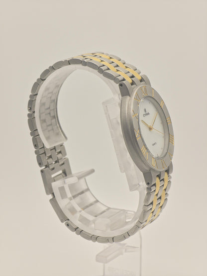Vintage CYMA Quartz Watch, Two Tone Steel & Gold, Swiss Made