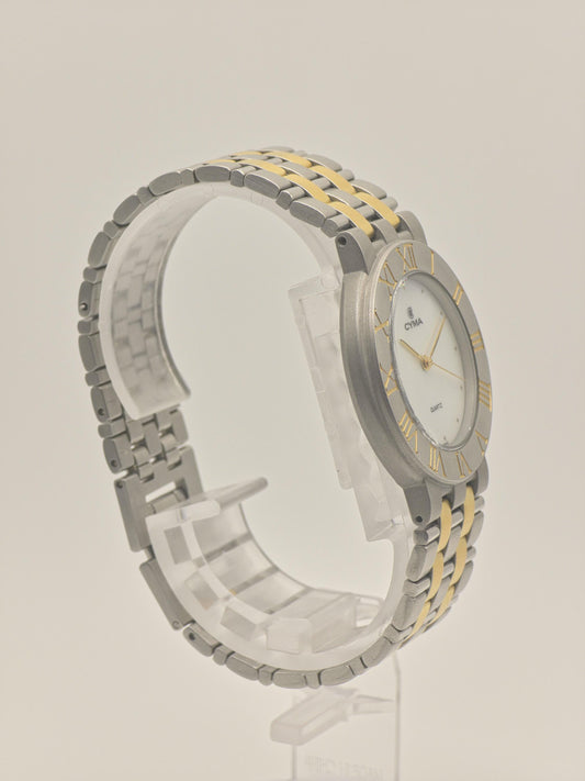 Vintage CYMA Quartz Watch, Two Tone Steel & Gold, Swiss Made