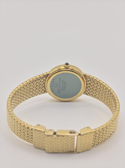 Vintage SEIKO Excelsior Ladies Watch: Gold Tone Diamond, Mother of Pearl