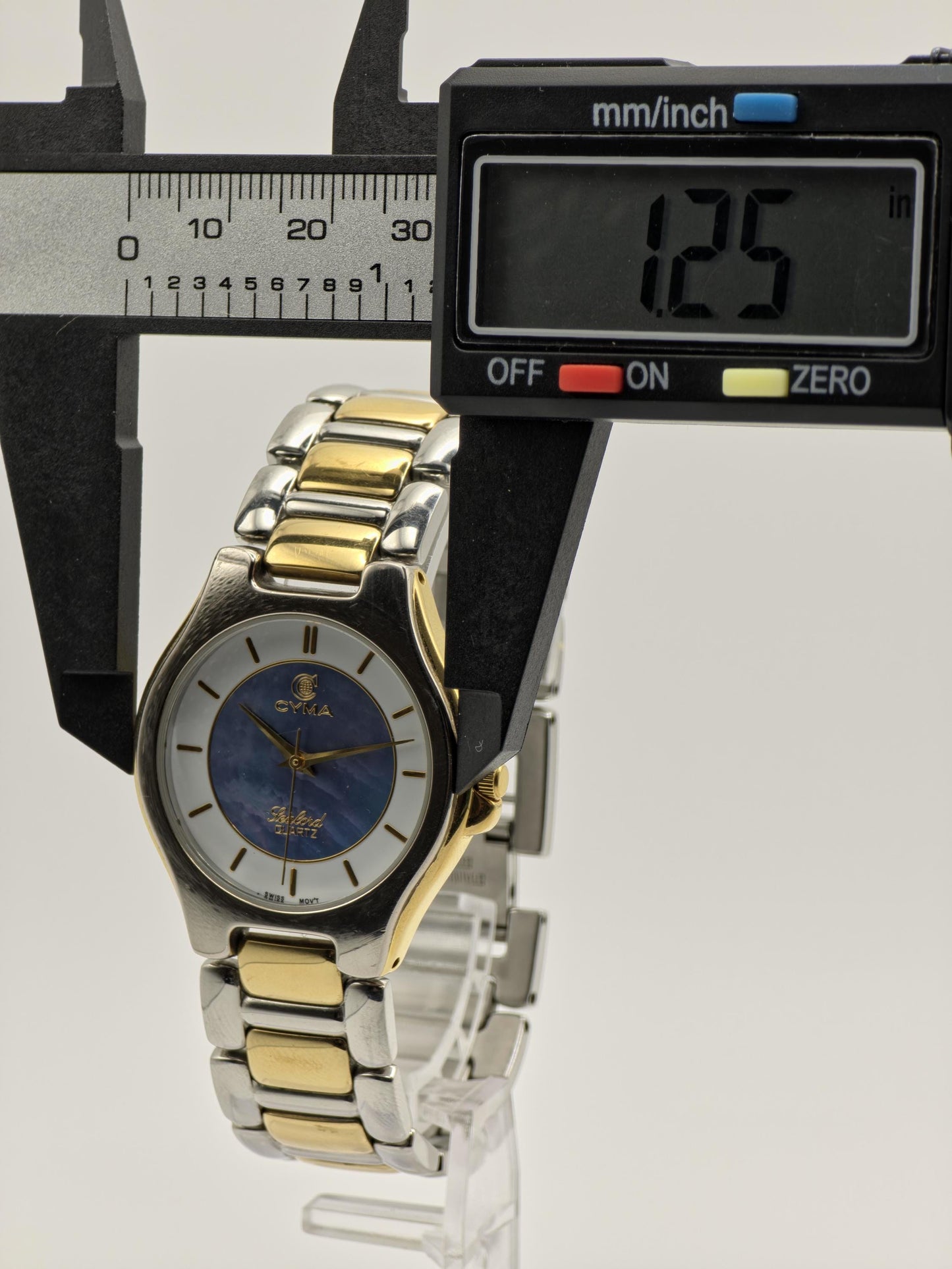Vintage CYMA Quartz Watch | Blue Mother of Pearl Dial, Swiss Made