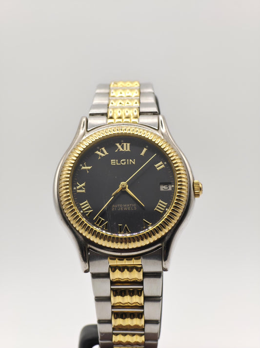 Vintage Elgin Automatic Watch - 1980s Two-Tone 21 Jewels