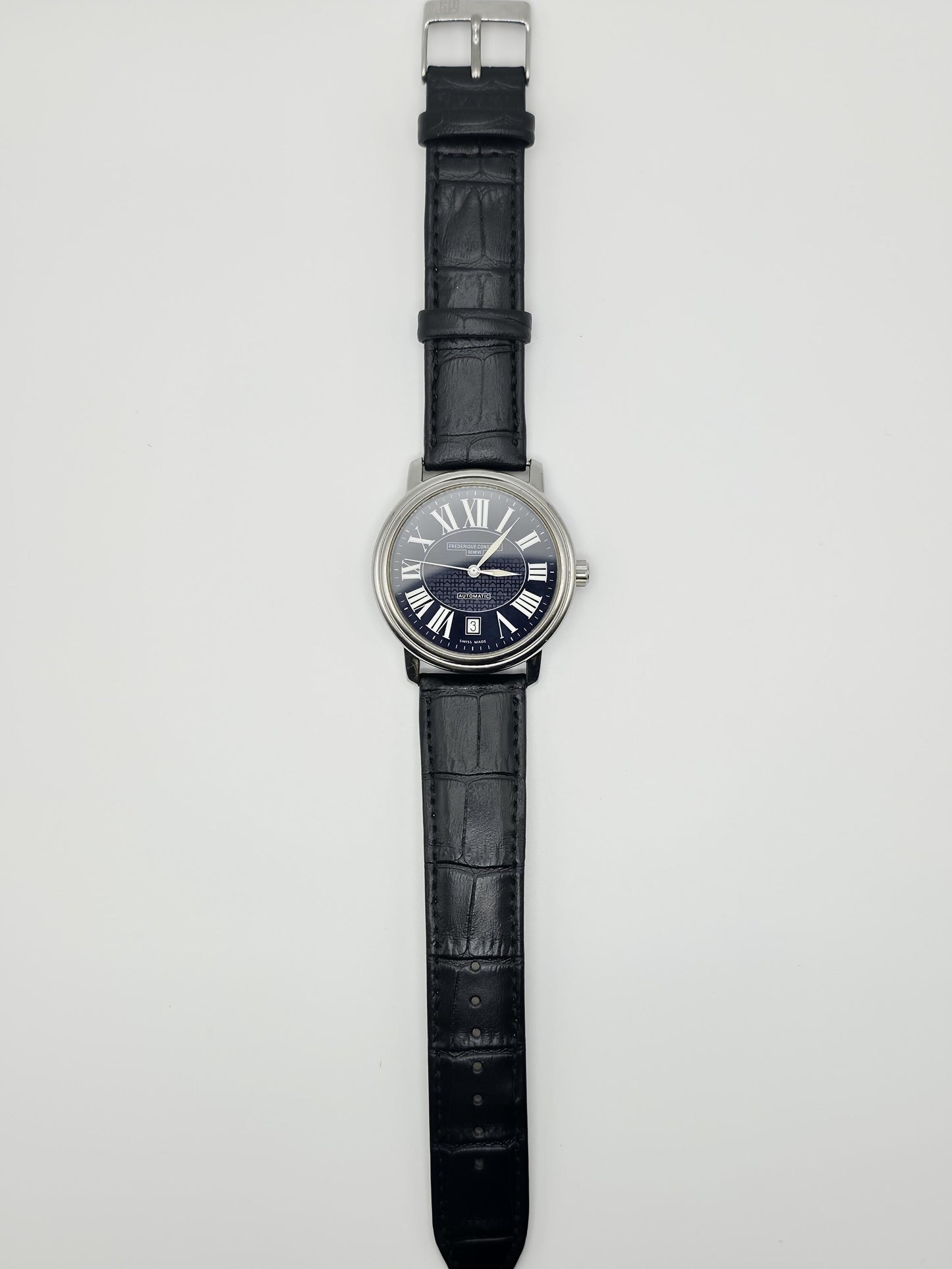 Frederique Constant Geneve Automatic Watch – Swiss Made, Black Roman Numeral Dial
