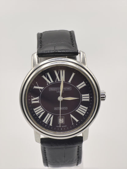 Frederique Constant Geneve Automatic Watch – Swiss Made, Black Roman Numeral Dial